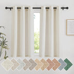 Nicetown Natural Short Linen Curtains For Kitchen, Thick Flax Small Window Treatments Semi Sheer Privacy Assured With Light Through For Cafe/Bathroom, W42 X L48, 2 Panels