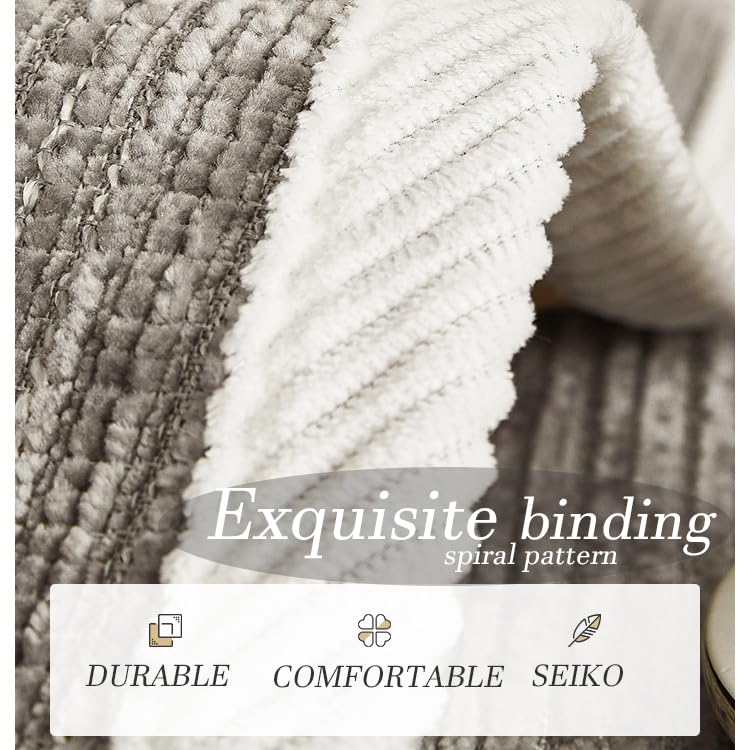 Rosygulls Fuzzy Pet Couch Covers For Sofa,Simple Striped Chenille Anti-Scratch Couch Cover,Chenille Couch Covers For Pet,Chenill