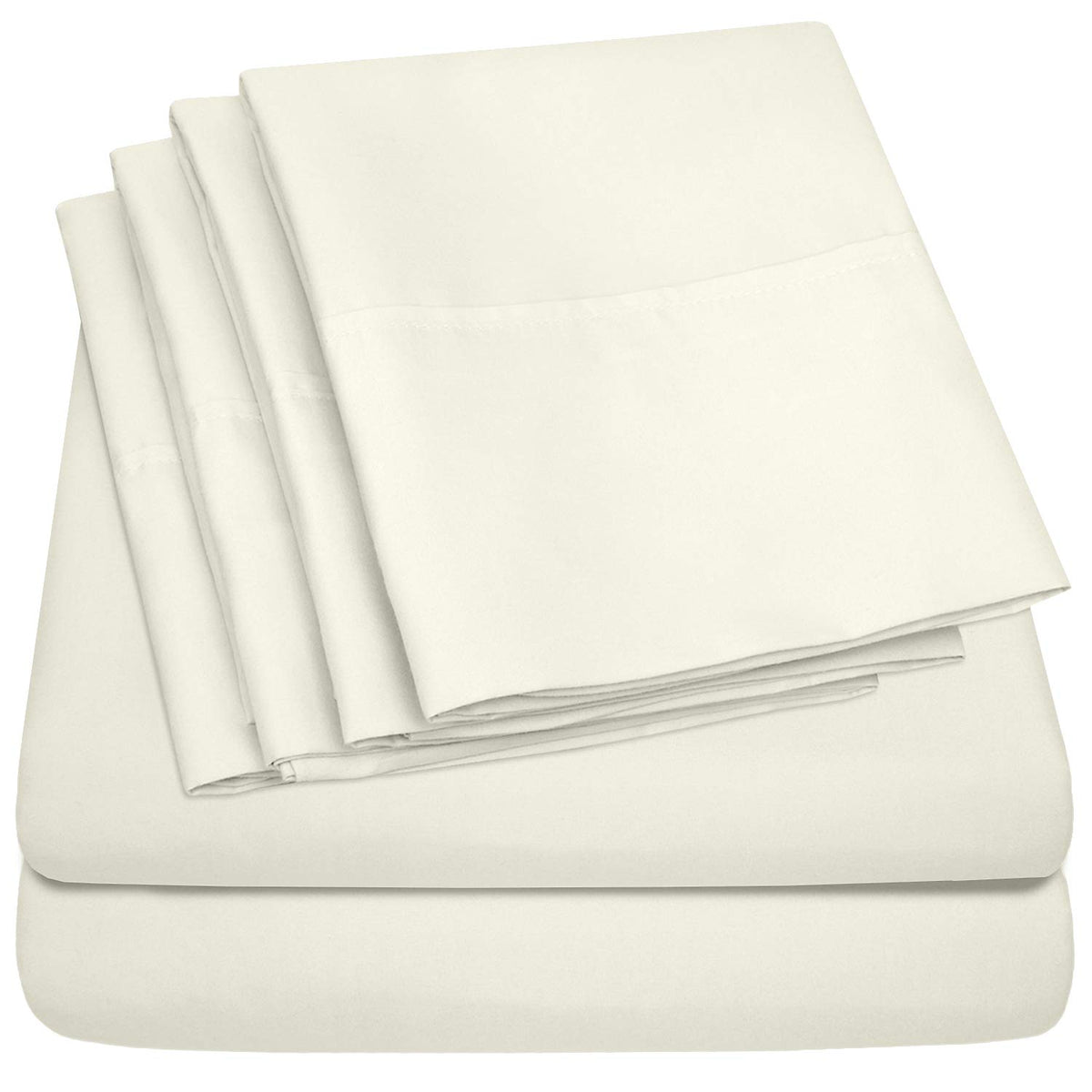 Queen Sheets Ivory - 6 Piece 1500 Supreme Collection Fine Brushed Microfiber Deep Pocket Queen Sheet Set Bedding - 2 Extra Pillo
