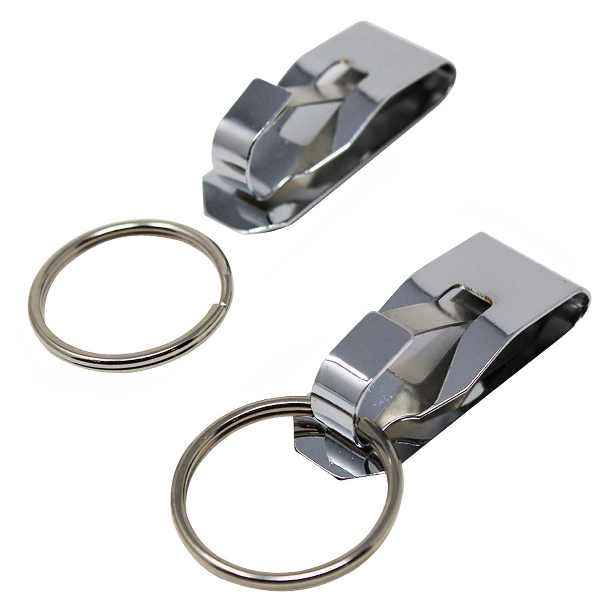Specialist Id 2 Pack - Secure Belt Clip Key Holder With Metal Hook & Heavy Duty 1 1/4 Inch Keychain Ring - Metal Key Chain Keepe