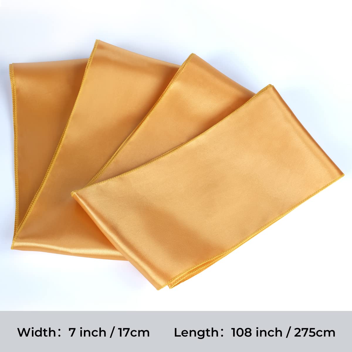 Satin Chair Sashes Ties - Babenest Upgraded 50 Pcs Chair Ribbons Bows For Wedding Banquet Party Christmas Baby Shower Events Decoration (Gold)