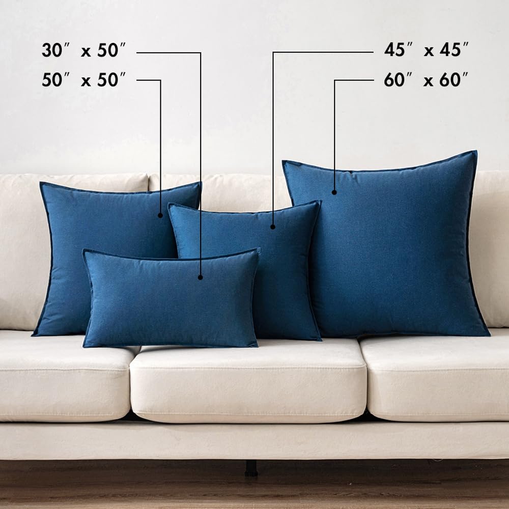 Miulee Pack Of 2 Navy Blue Pillow Covers 20X20 Inch Decorative Couch Throw Pillow Covers Linen Cushion Covers Set Modern Farmhouse Home Decor For Sofa Living Room Bed