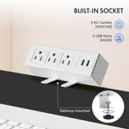 FLEXISPOT EN2 Electric Standing Desk with Clamp Power Strip, 48" Maple Top, White Frame, Height Adjustable