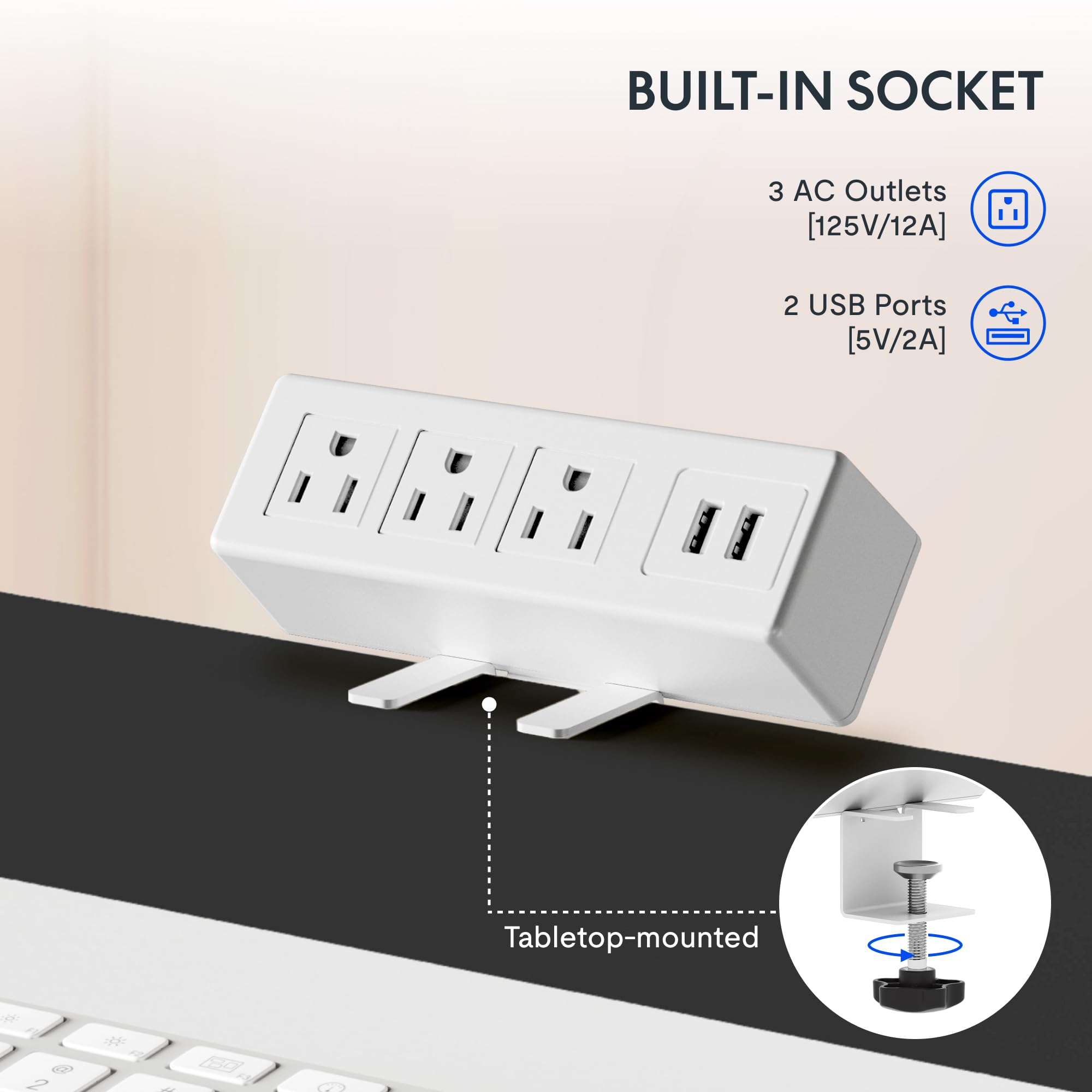 FLEXISPOT EN2 Electric Standing Desk with Clamp Power Strip, 48" Maple Top, White Frame, Height Adjustable