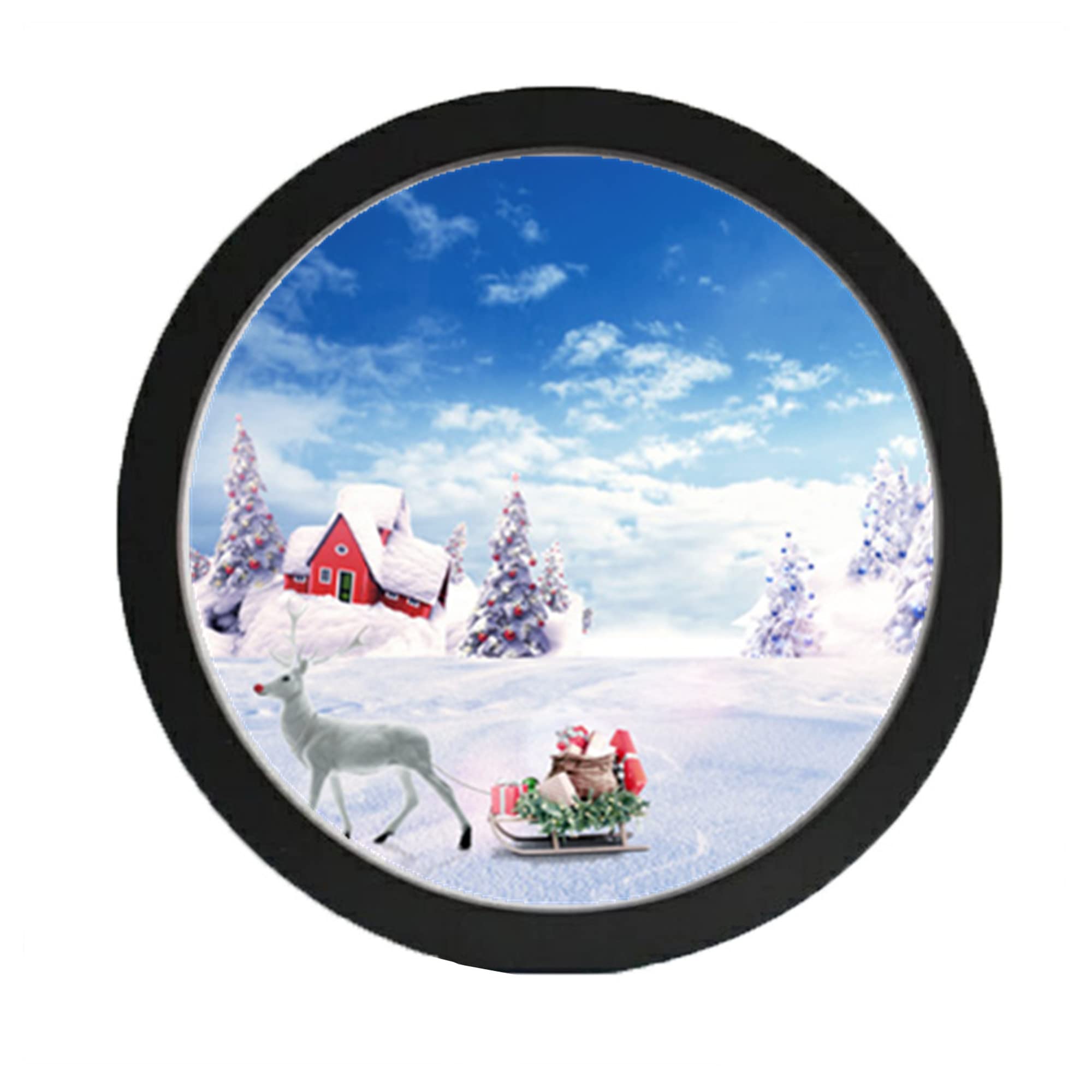 alblinsy Round Photo Frame Wooden Wall Hanging Picture Frames for Home Office Wall Decor (Black, 10 inch)