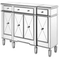Elegant Decor Contempo 4 Door 48" Mirrored Sideboard in Antique Silver