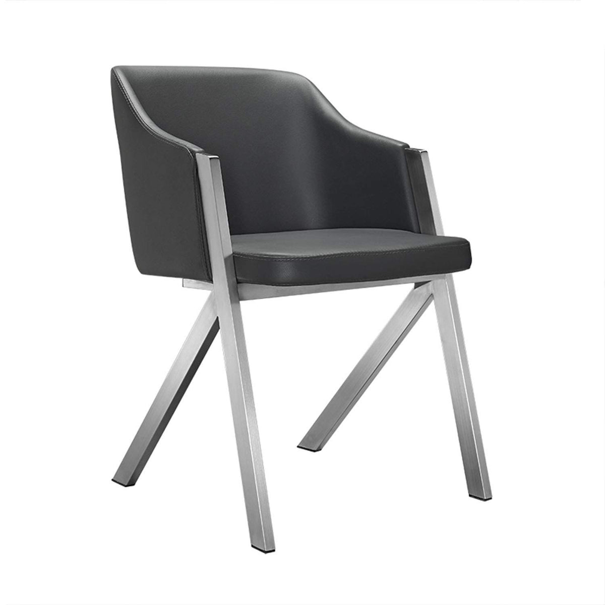 HomeRoots Steel, Leatherette, Stee Modern Grey Leatherette Dining Chair (Set of 2)