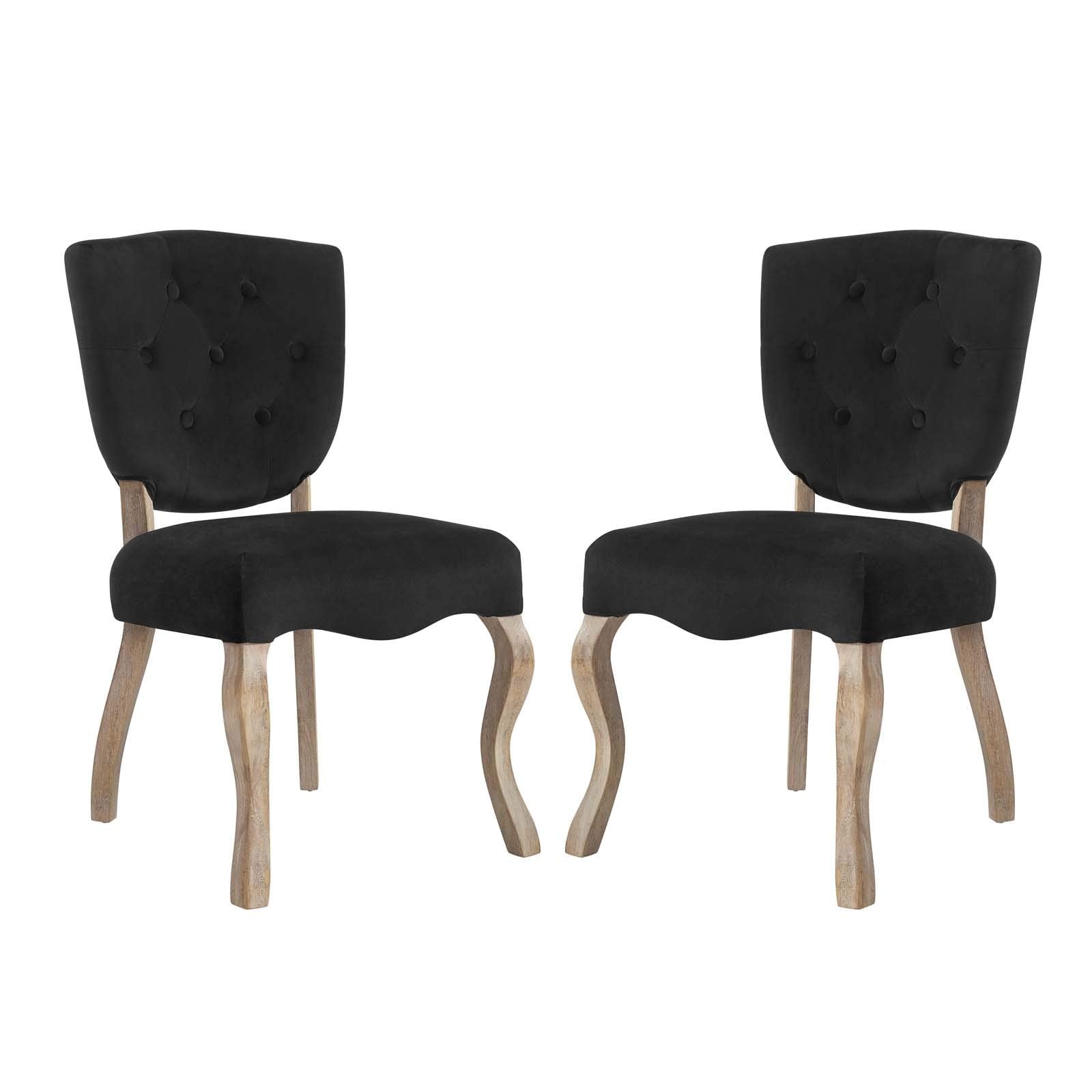 Modway Array French Vintage Tufted Performance Velvet Two Dining Chairs In Black