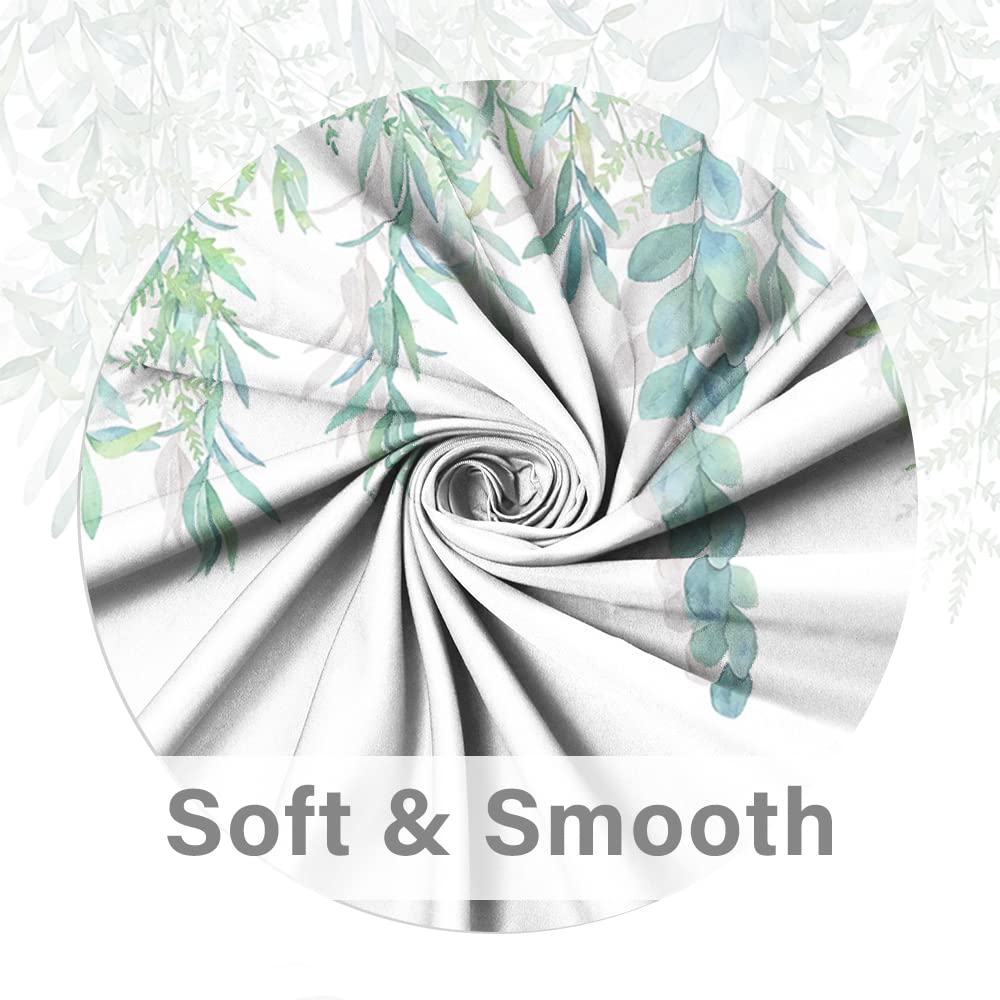 Ruelvth Spring Shower Curtain, Green Eucalyptus Leaves Shower Curtain Waterproof Fabric Shower Curtain Set With Hooks Watercolor