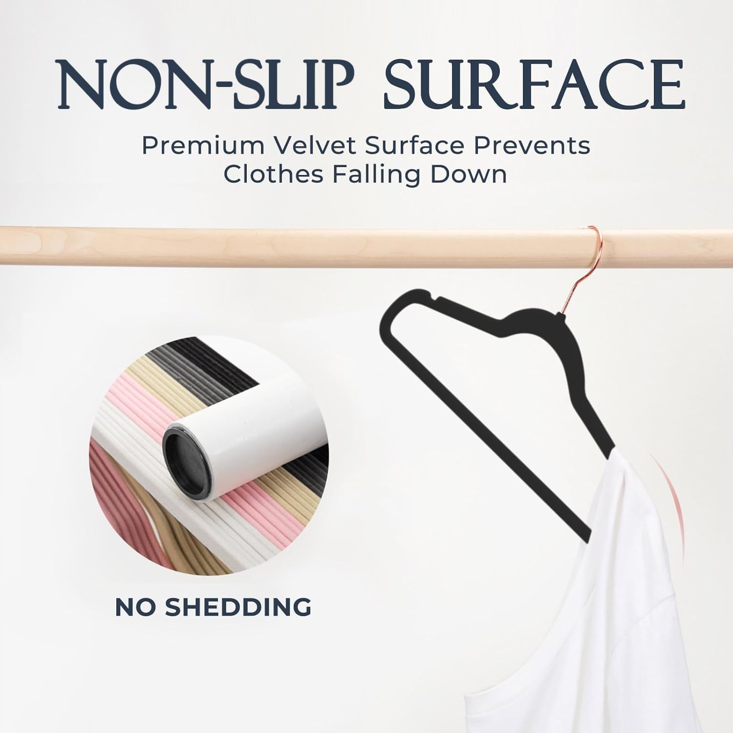 House Day Velvet Hangers 30 Pack, Premium Clothes Hangers Non-Slip Felt Hangers, Sturdy Black Hangers Heavy Duty Coat Hangers, D