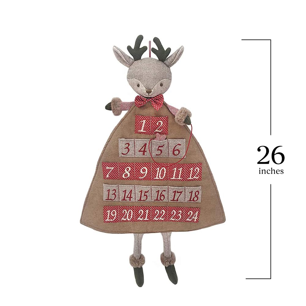 Mon Ami Holiday Reindeer Inspired Plush Advent Countdown To Christmas Calendar, Wall Hanging, Christmas Decor, Fabric Calendar,