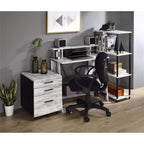Acme Nypho Wooden 2 Shelves Writing Desk in Antique White and Black