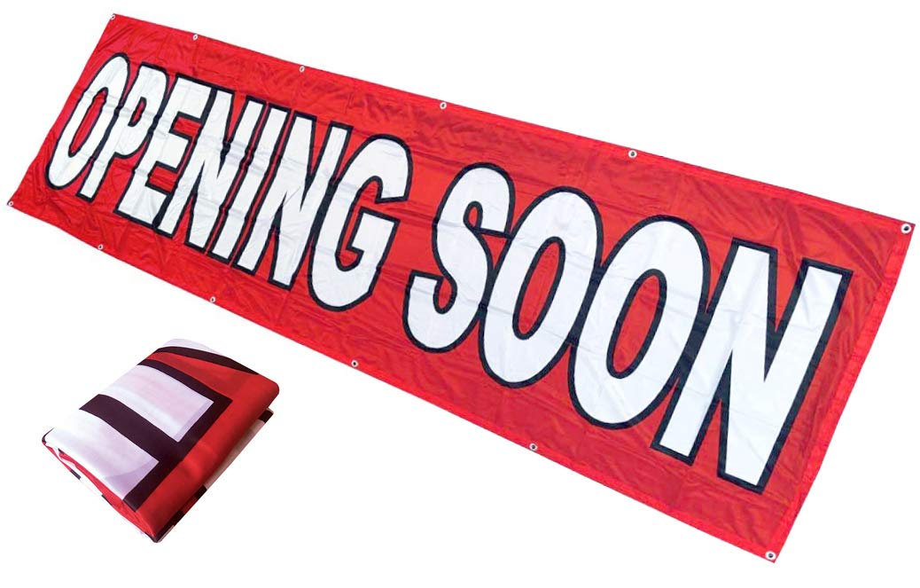 4Less 3X10 Ft Opening Soon Banner Vinyl Alternative Store Sign (Red) Fabric