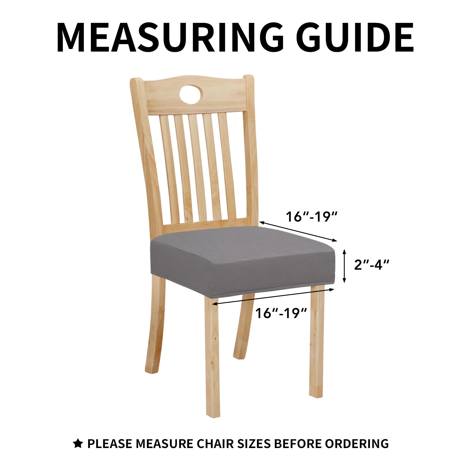 Easy-Going 100% Waterproof Seat Covers For Dining Room Chairs Set Of 4, Stretch Chair Seat Slipcovers Protector Removable And Washable Kitchen Dining Chair Covers, Light Gray