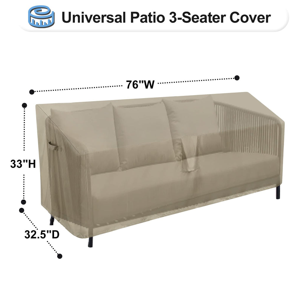 Outdoorlines Outdoor Waterproof Patio 3-Seater Couch Cover - Uv Resistant Patio Sofa Furniture Covers Weatherproof Heavy Duty Glider Covers For Outdoor Furniture, 76Wx32.5Dx33H Inches, Camel