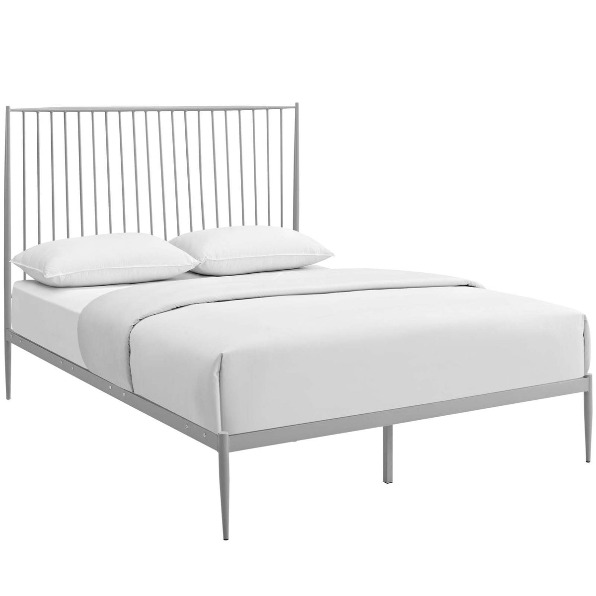 Modway Annika Powder-Coated Steel Queen Size Platform Bed In Gray