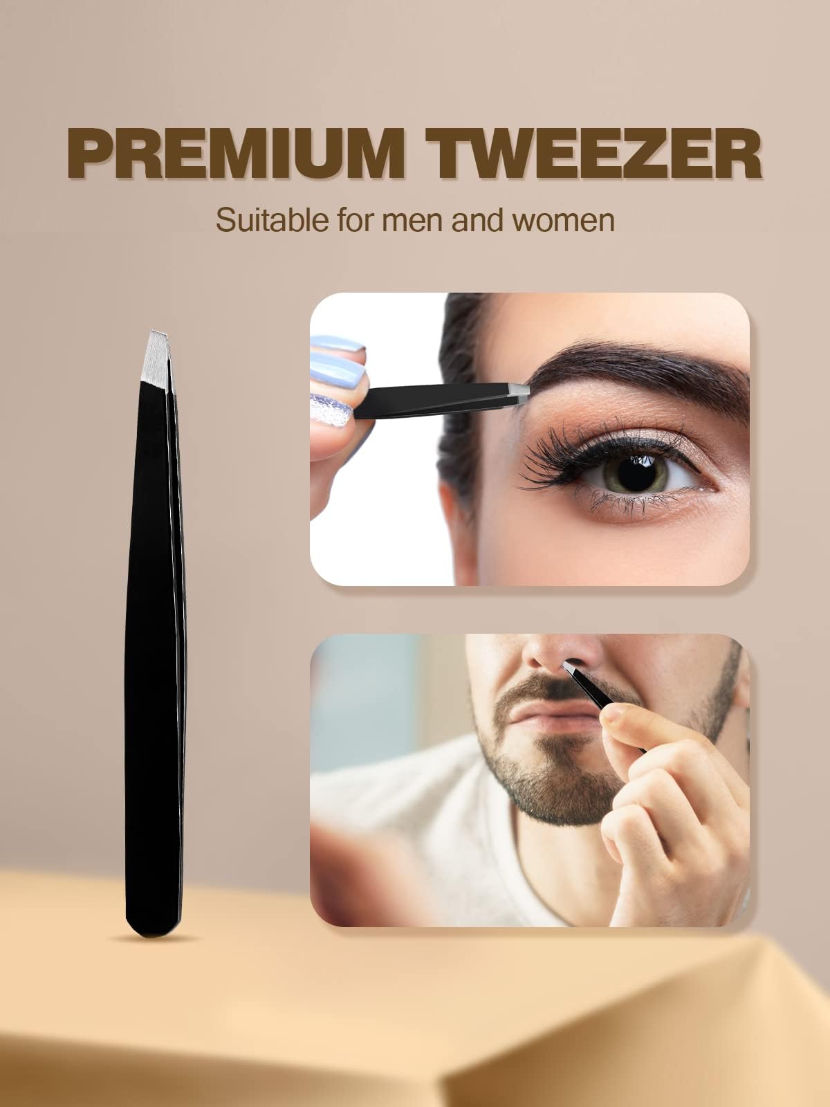 Macaki 10X Magnifying Mirror With 2 Suction Cups, 3.5 Inches Magnified Makeup Mirror And Slant Tweezers,Grey,1Pc