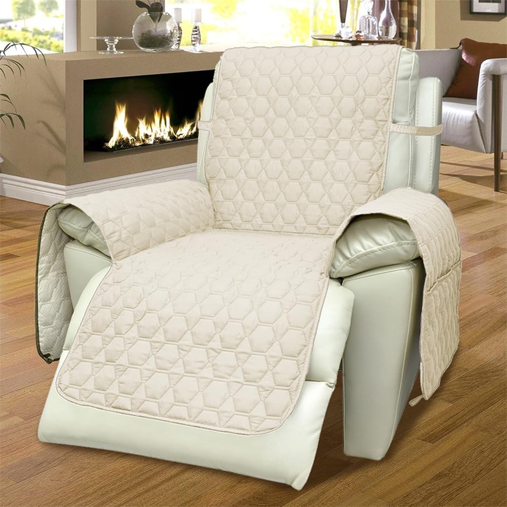RBSC Home Ivory 30 Inch Recliner Cover 100% Waterproof Slipcovers Anti-Slip Small Recliner Slipcovers for Pets,Baby, Dogs,Cats a