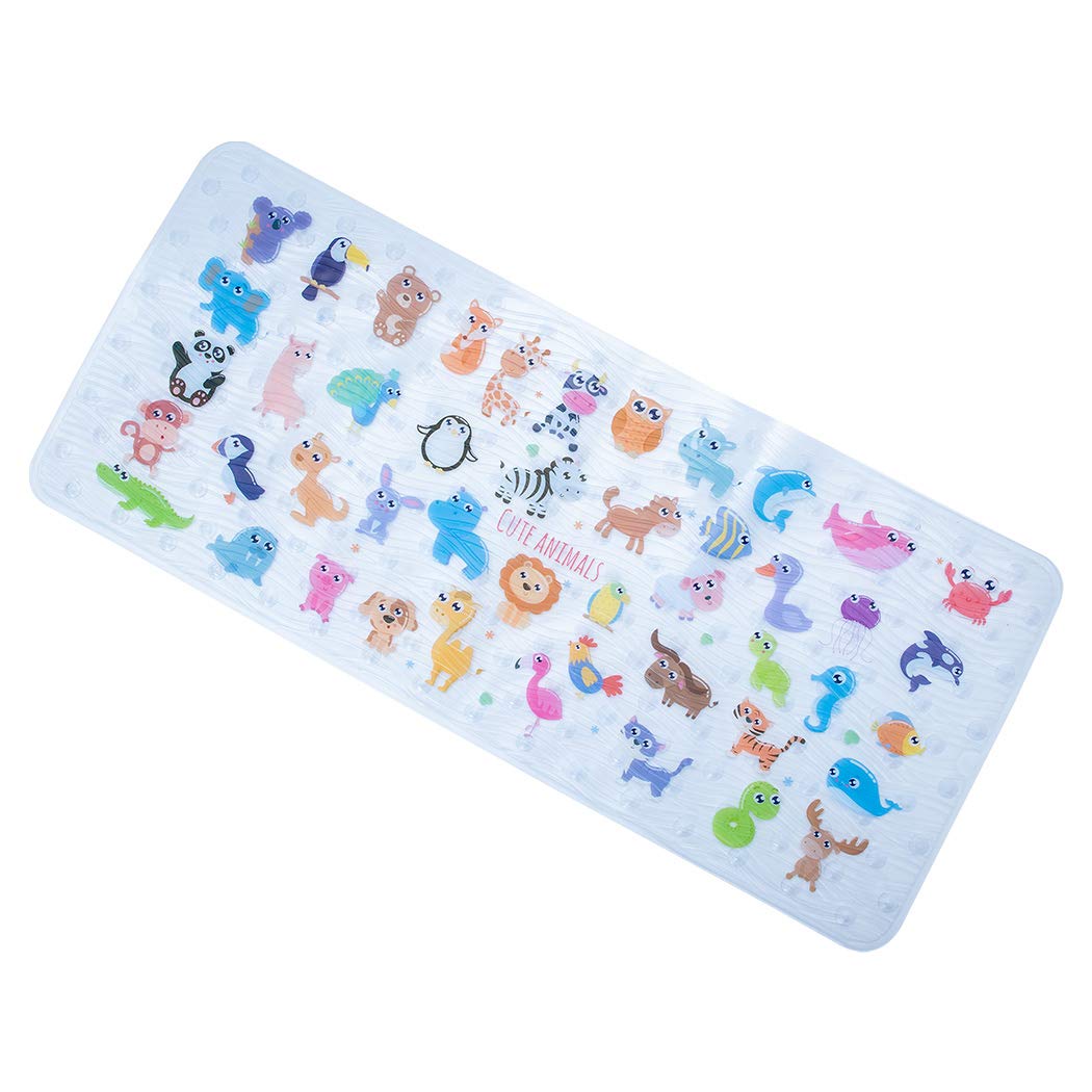 Beehomee Cartoon Non Slip Bathtub Mat For Kids - 34X15 Inch Xl Large Size Anti Slip Shower Mats For For Toddlers Children Baby F