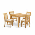 East West Furniture OXNO5-OAK-C 5 Piece Dinette Set for 4 Includes a Square Room Table and 4 Linen Fabric Upholstered Dining Chairs, 36x36 Inch