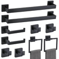 TNOMS Matte Black 10 Pieces Bathroom Hardware Accessories Set Towel Bar Set Towel Holder Racks Set for Bathroom,SUS304 Stainless