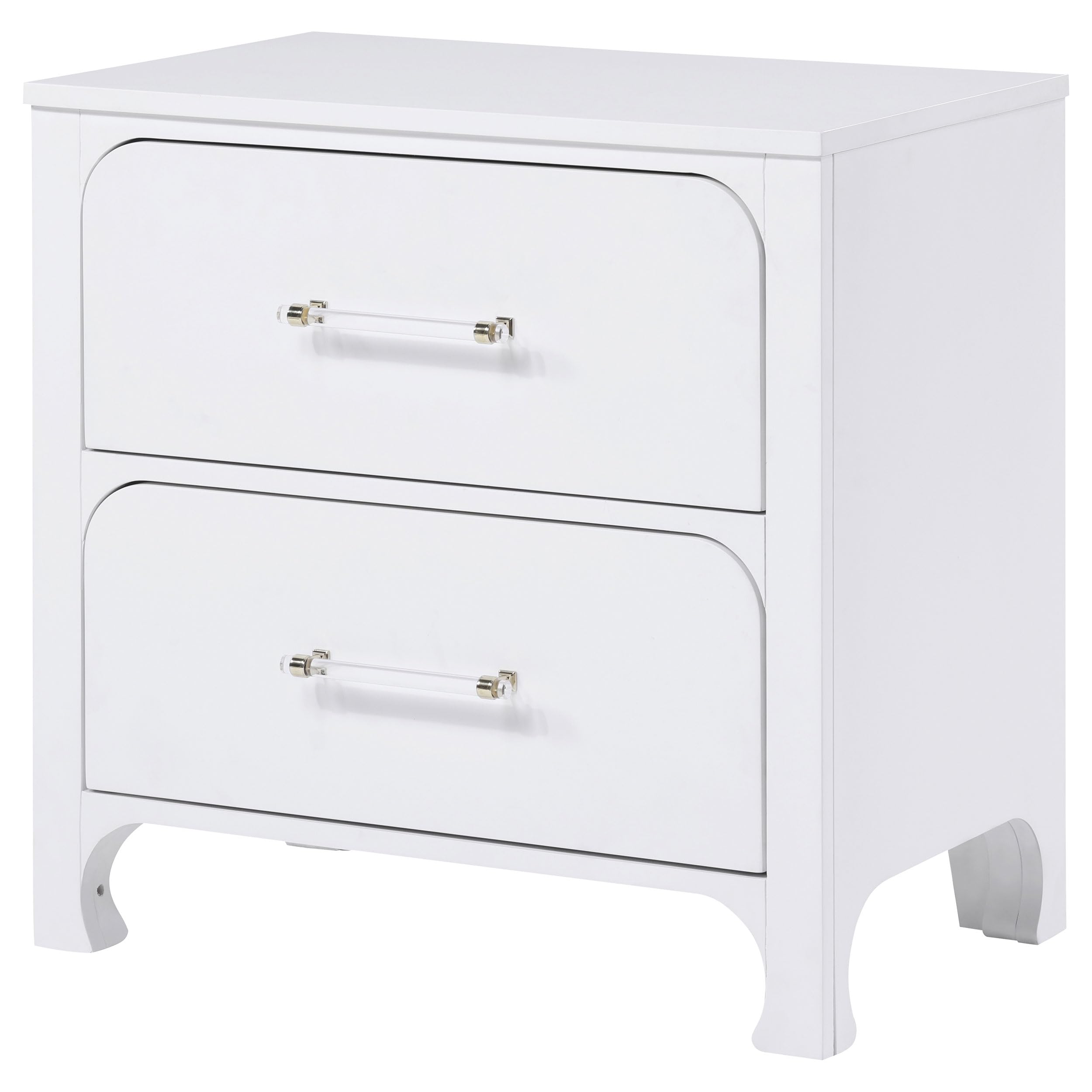 Coaster Home Furnishings Anastasia Contemporary Wood 2-Drawer Bedroom Nightstand Bedside Table Organizer Unit with USB Charging Outlet Pearl White 224752