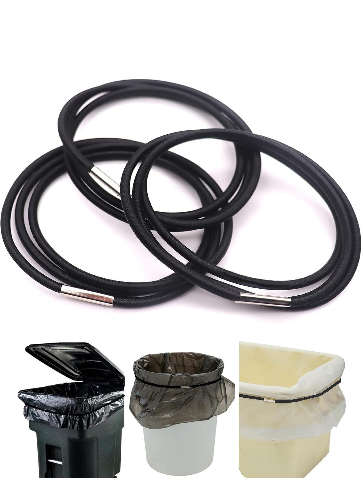 Garbage Can Bands Fits 13 To 30 Gallon Trash Cans, 3 Pack Durable Trash Can Bag Holder Bands With Strong Elasticity, Homewares L