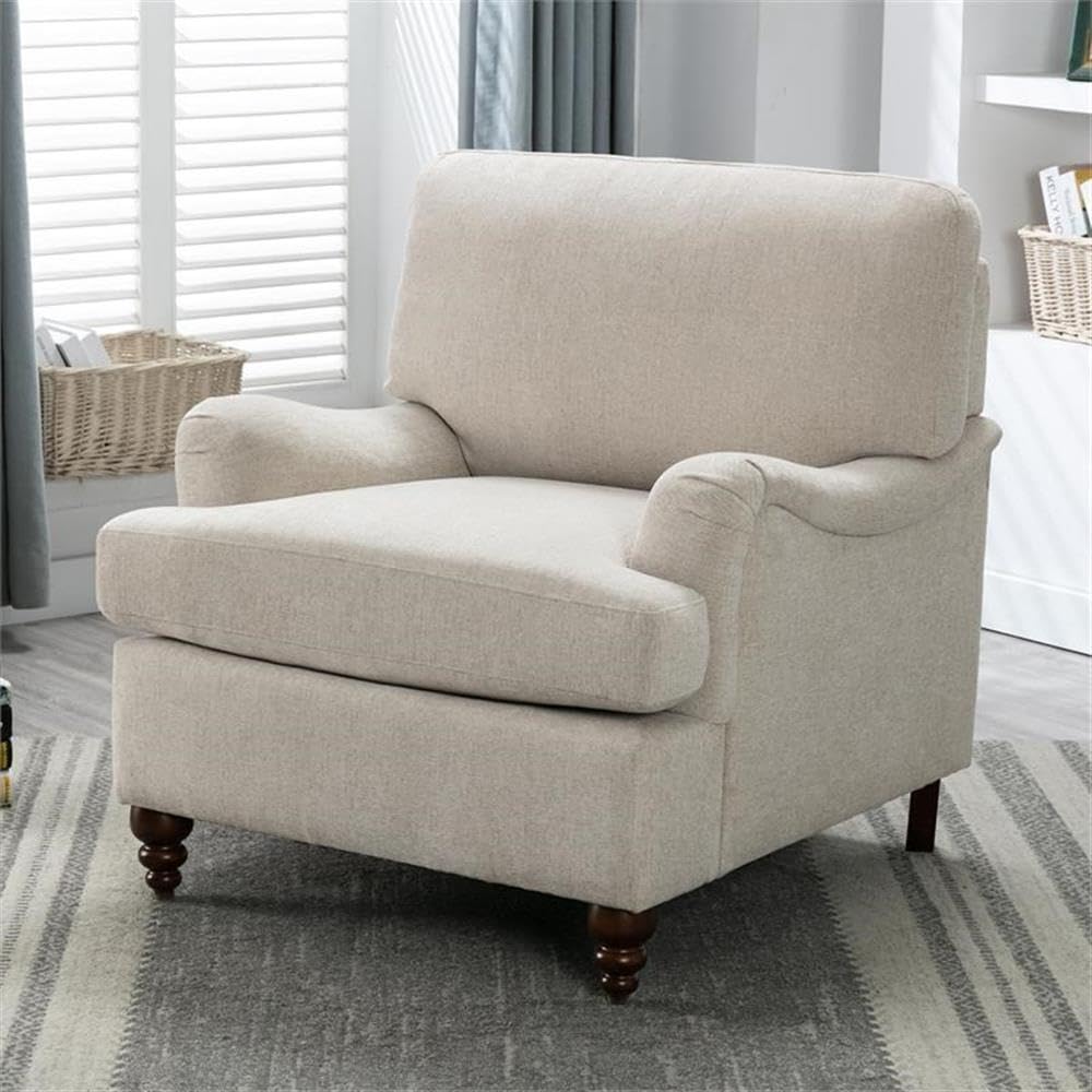 Comfort Pointe Clarendon Sea Oat Beige Polyester Fabric Upholstered Transitional Arm Chair
