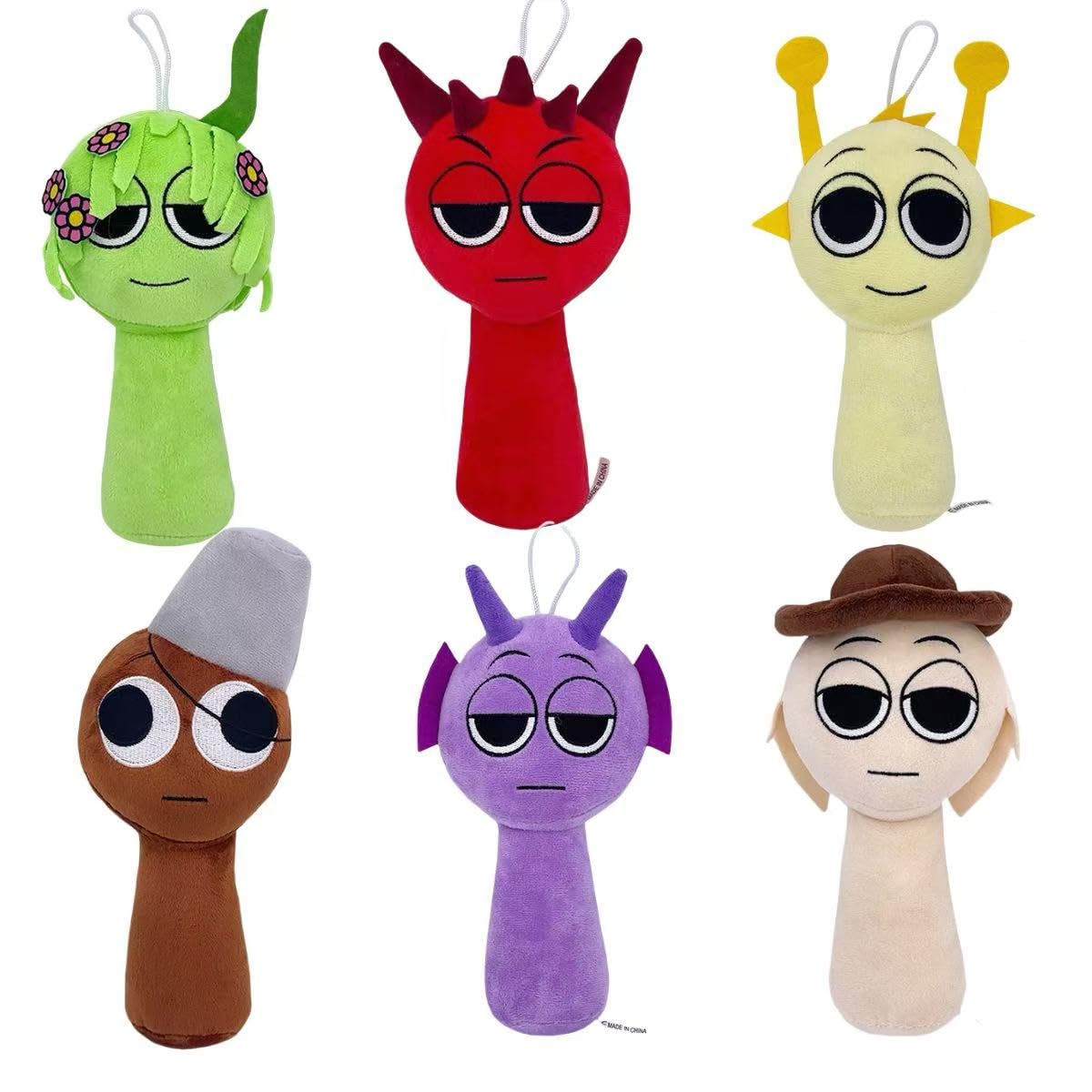 Sprunki Plush,10In Sprunki Game Plush, Realistic Cute Soft Stuffed Animal Doll Pillos Game Fans Boy Girl Kids(Sprunki-6Pcs-2)