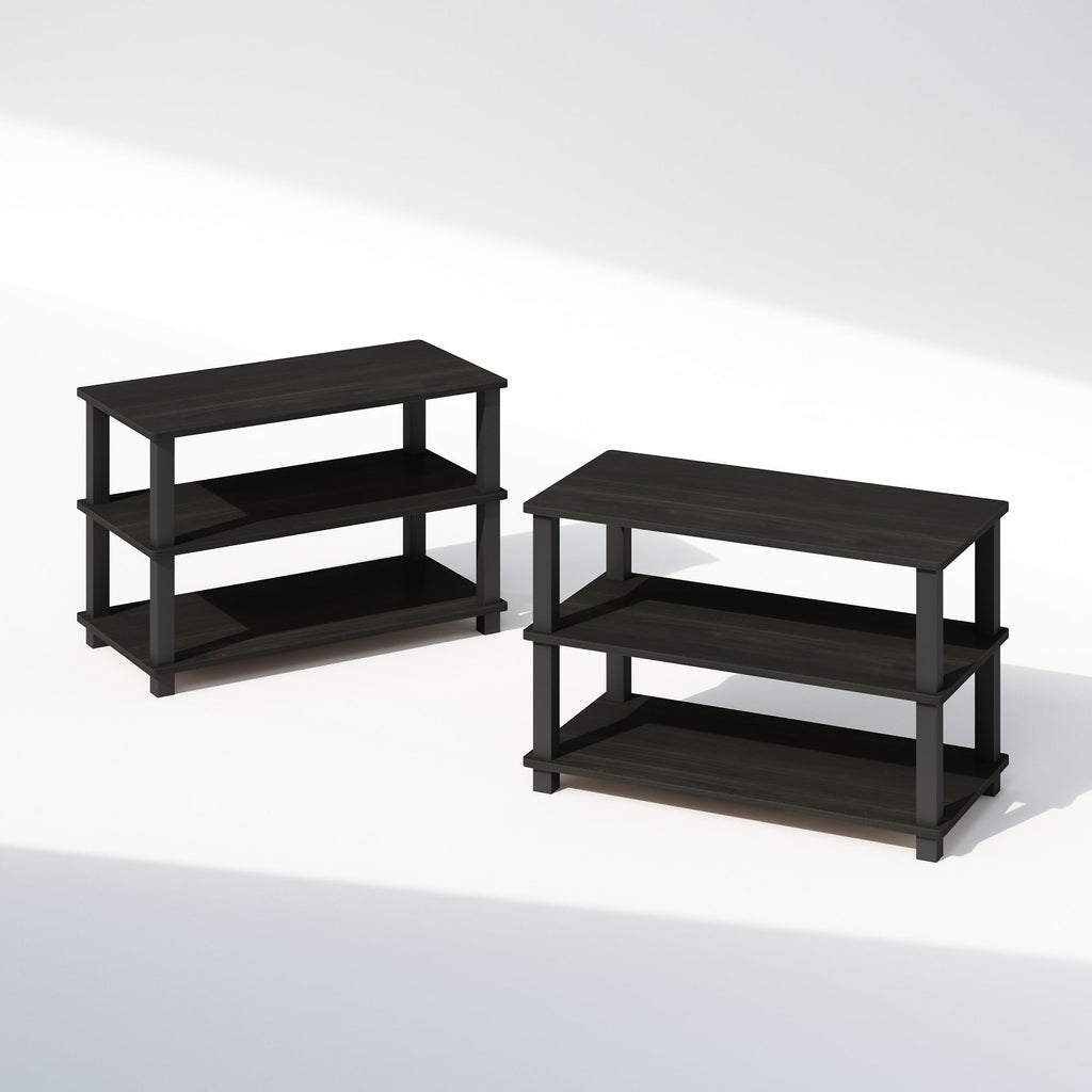 Furinno Turn-S-Tube 3-Tier Multipurpose Standing Shelves, Shoe Rack, Espresso/Black, Set of 2