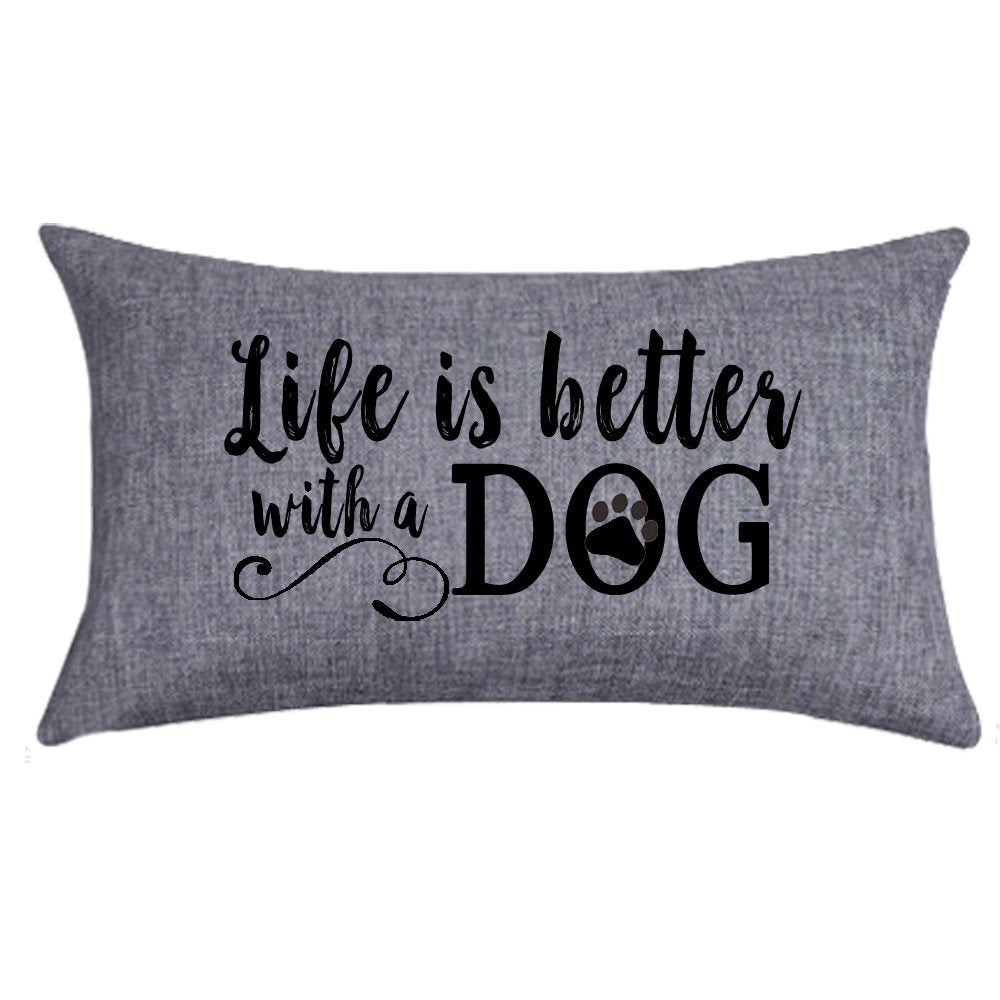 NIDITW Nice Gift with Inspirational Words Life is Better with A Dog Waist Lumbar Throw Pillow case Cushion Cover Pillowcase for 