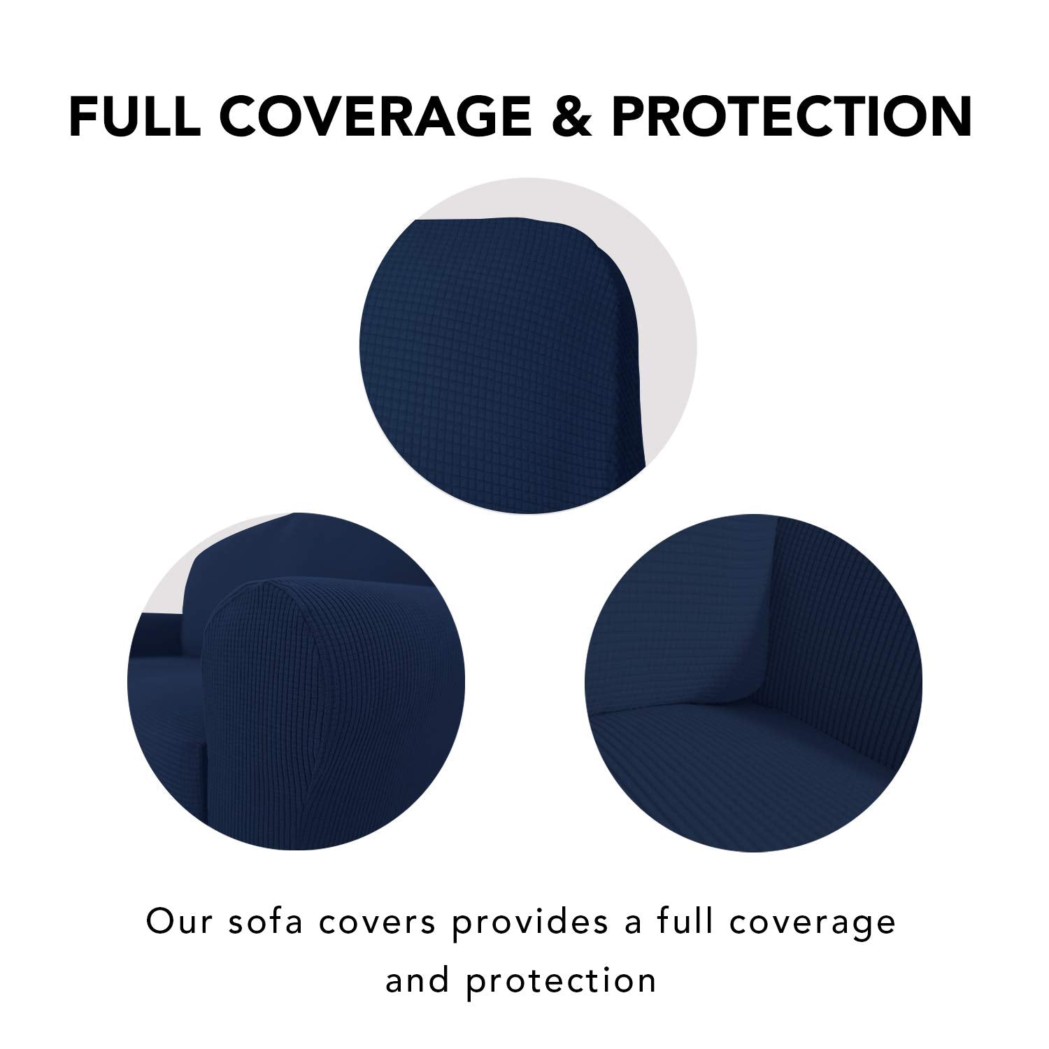 Purefit Stretch Loveseat Sofa Slipcover – Spandex Jacquard Non Slip Soft Couch Sofa Cover, Washable Furniture Protector With Non Skid Foam And Elastic Bottom For Kids (Loveseat, Navy)