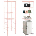 Huwena 4 Tier Over Mini Fridge Stand Metal Storage Shelf for Dorm,Pink