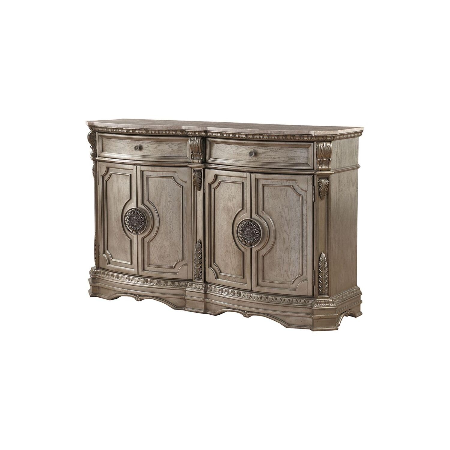Acme Northville 2-Drawer Wooden Classic Server with 4 Doors in Champagne Brown