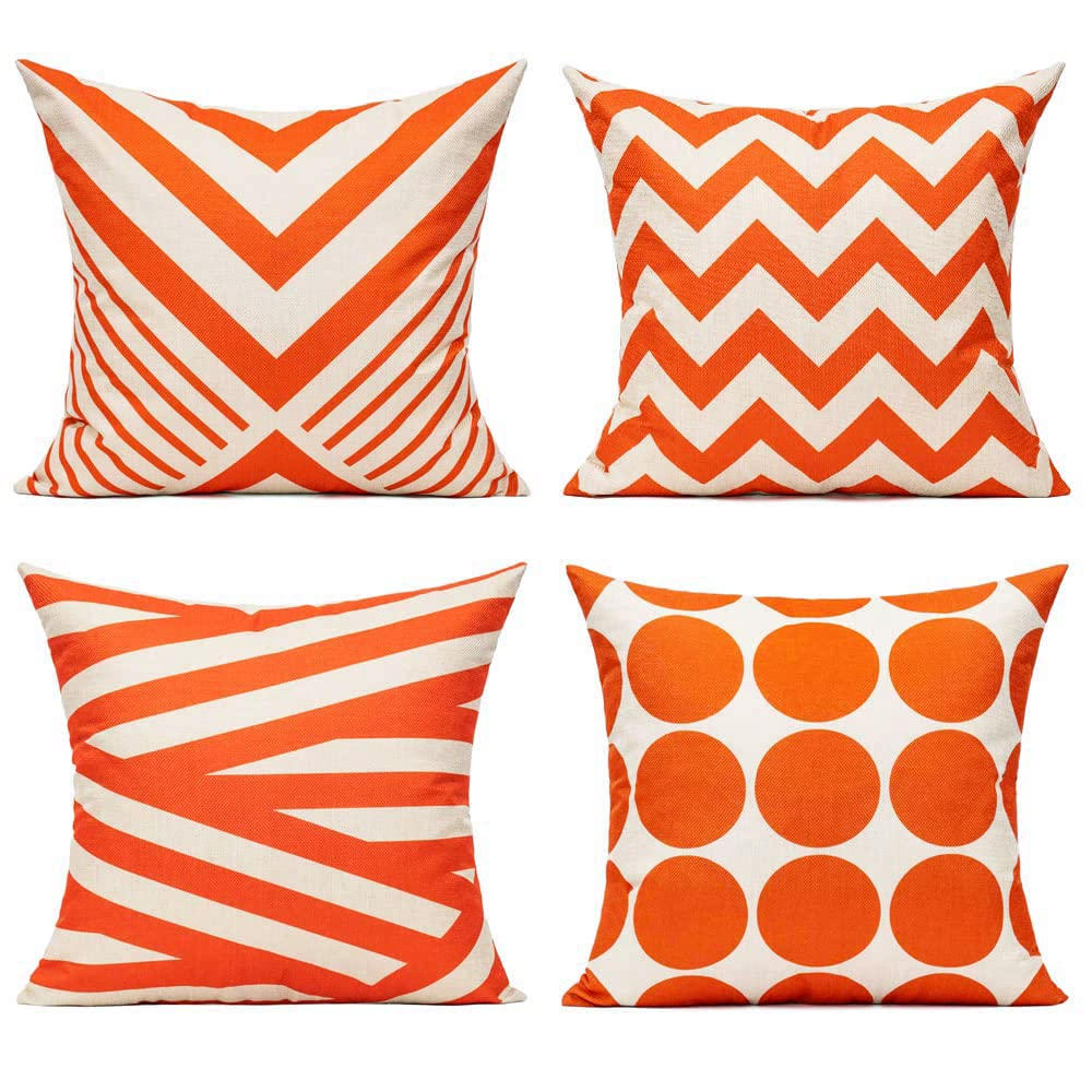 All Smiles Outdoor Pillow Covers Fall Patio Orange Throw Pillow Covers 18X18 Fall Decor Boho Furniture Pillow Cases Decorative C