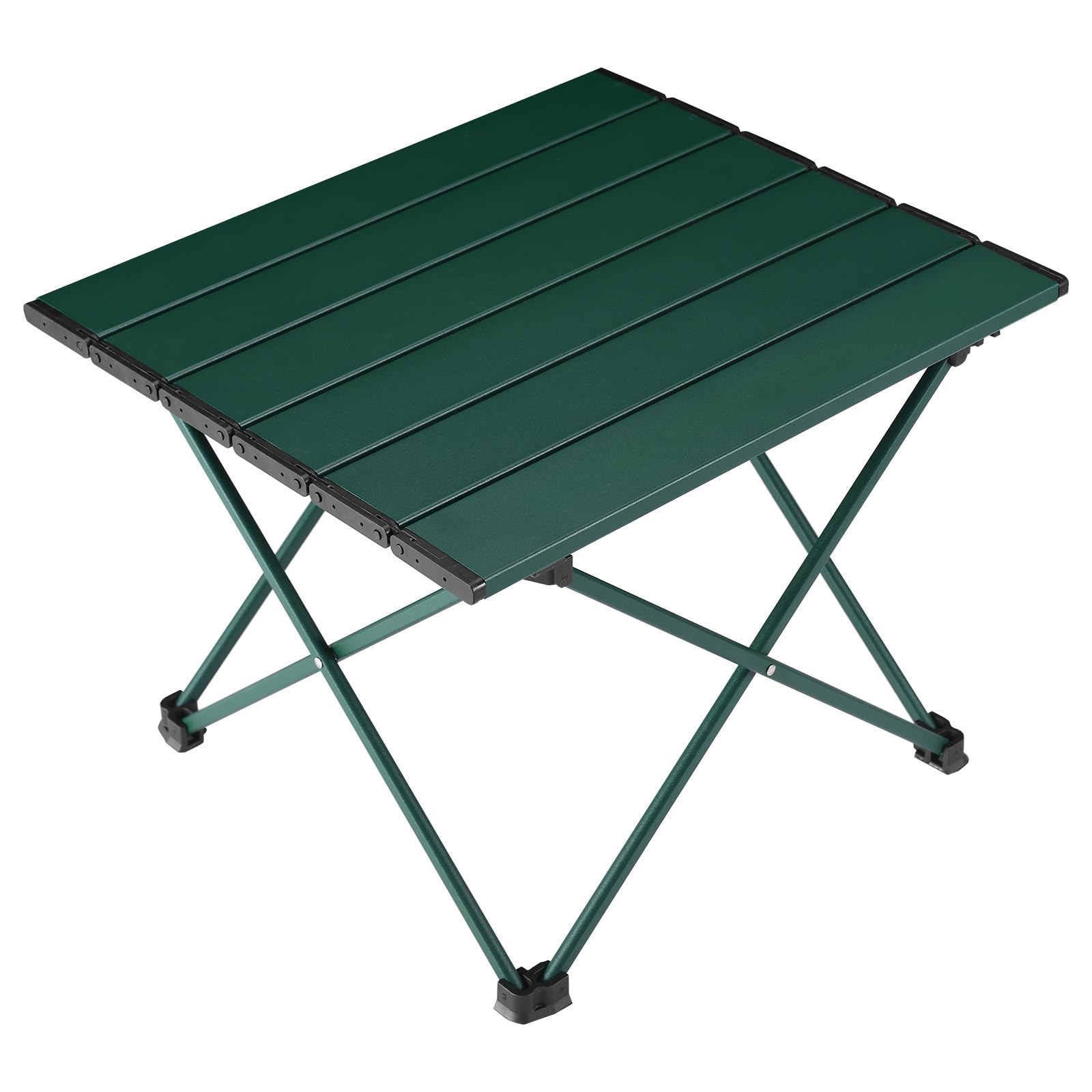 Tesouro Portable Camping Table,Folding Side Table Aluminum Top for Outdoor Cooking, Hiking, Travel, Picnic (Blackish Green-Mediu