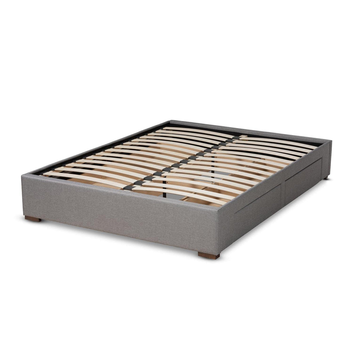 Baxton Studio Leni Modern and Contemporary Light Grey Fabric Upholstered 4-Drawer King Size Platform Storage Bed Frame