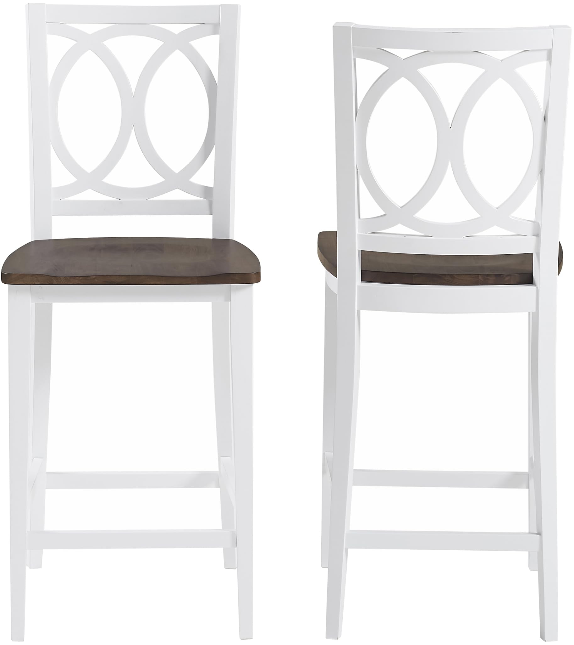 Crosley Furniture Charlotte Wood Counter Height Bar Stools Set of 2, Kitchen and Dining Stool, Farmhouse, White/Coffee