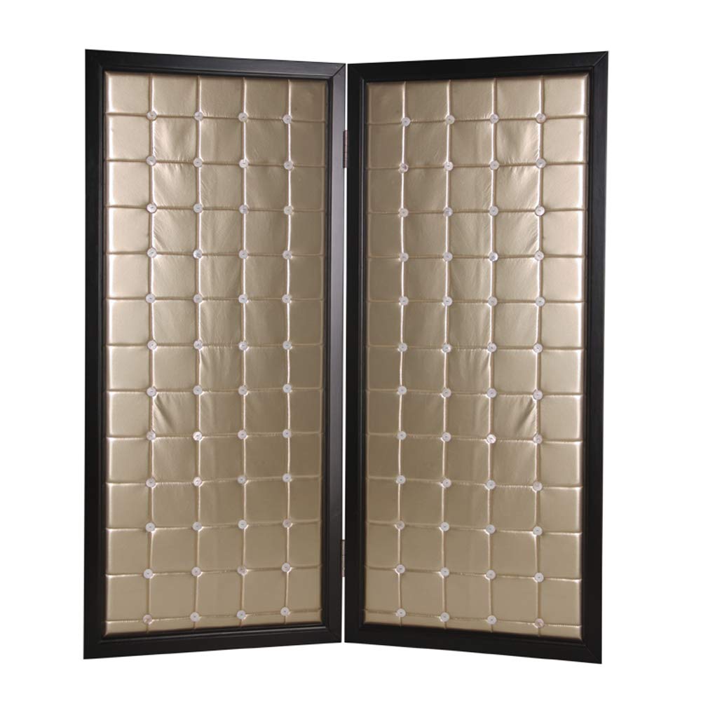 HomeRoots1 x 59 x 67 Gold Wood & Fabric Screen Room Divider