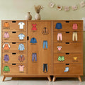 PRESSINART 24Pcs 24 Styles Dresser Clothing Decals 11.8 x 7.9 Inch Drawer Organizer Stickers PVC Self Adhesive Removable Storage