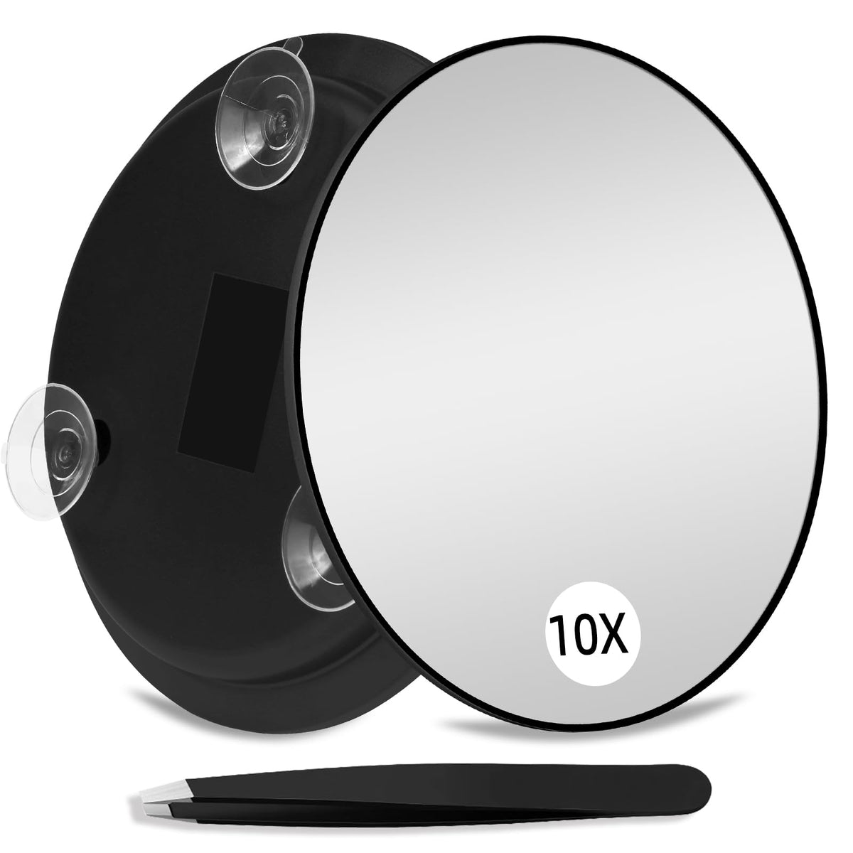 Suupvaor 10X Magnifying Mirror with 3 Suction Cups, Large 6inch Magnified Mirror 10X Travel Round Makeup Mirror with High Magnif