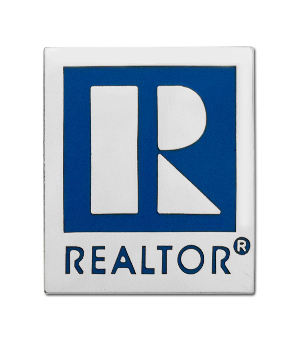 Large Realtor Logo Branded Lapel Pin With Military Clutch Pin Back (Silver)
