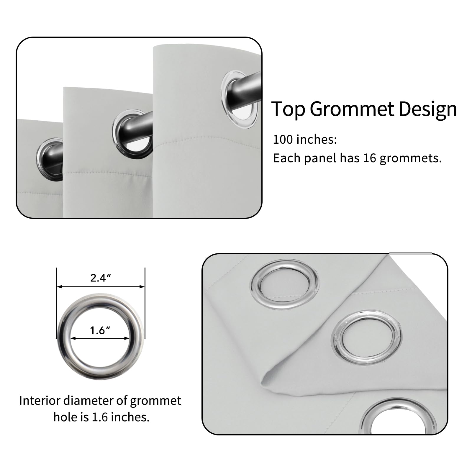 Easy-Going Blackout Door Curtains For Bedroom, Solid Thermal Insulated Grommet And Noise Reduction Window Drapes, Room Darkening Curtains For Living Room, 1 Panel (100X84 In, Greyish White)