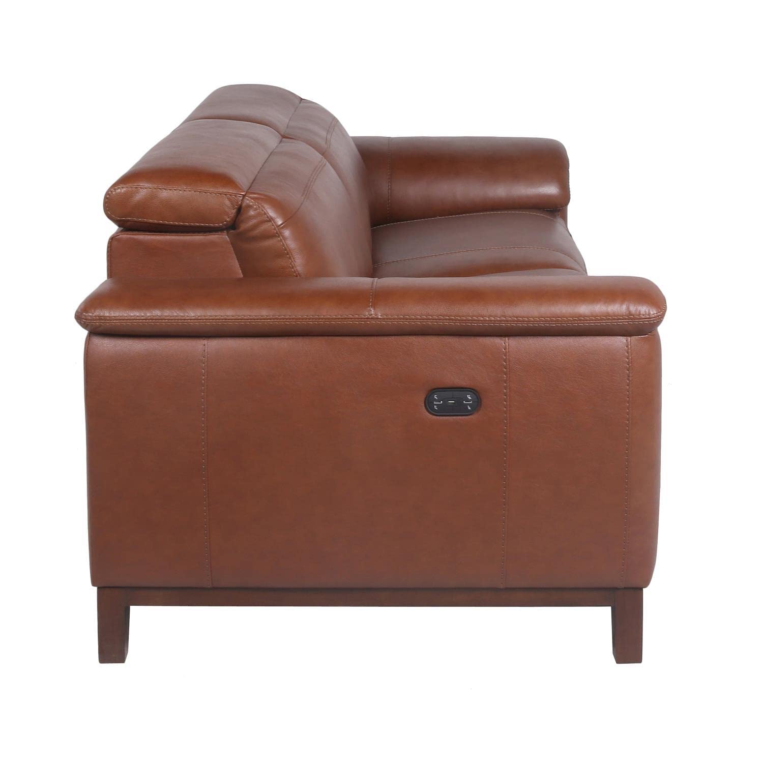 Steve Silver Bergamo, Top-Grain Leather, Power Articulating Headrest & Double-Hinge Footrest, Dual Reclining Seats-Coach Color Sofas, 83 x 40 x 32