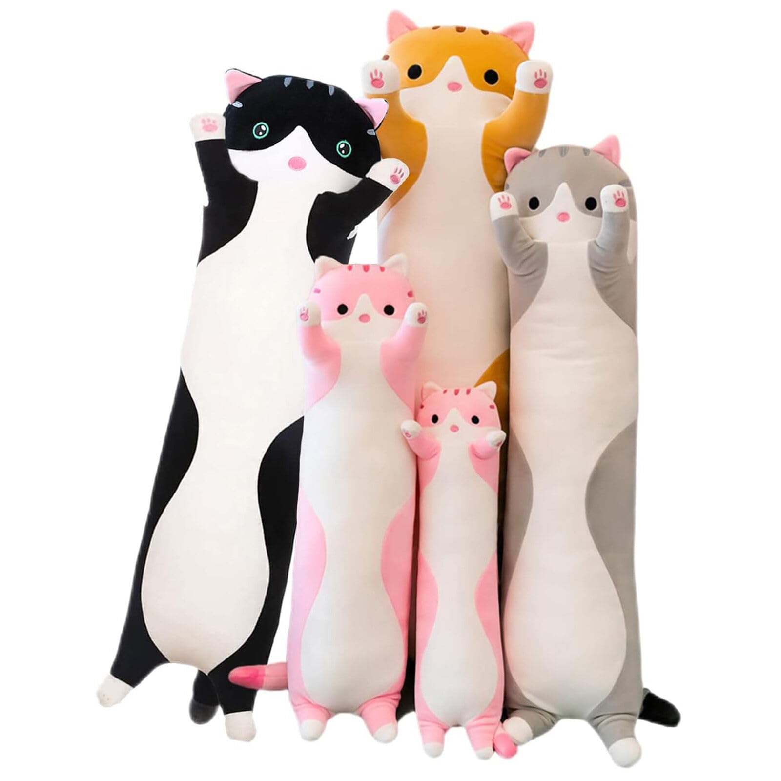 Long Cat Plush Pillow Soft Cat Hugging Pillow Stuffed Animal Pillow Cute Kitty Sleeping Throw Pillow Gift for Kids (90cm/35.43in