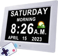MASSII ?2024 New? 19 Alarms Digital Clock with Auto DST and Sun Moon Icons, Custom Reminders and Calendar Clock, Day Date Clock 