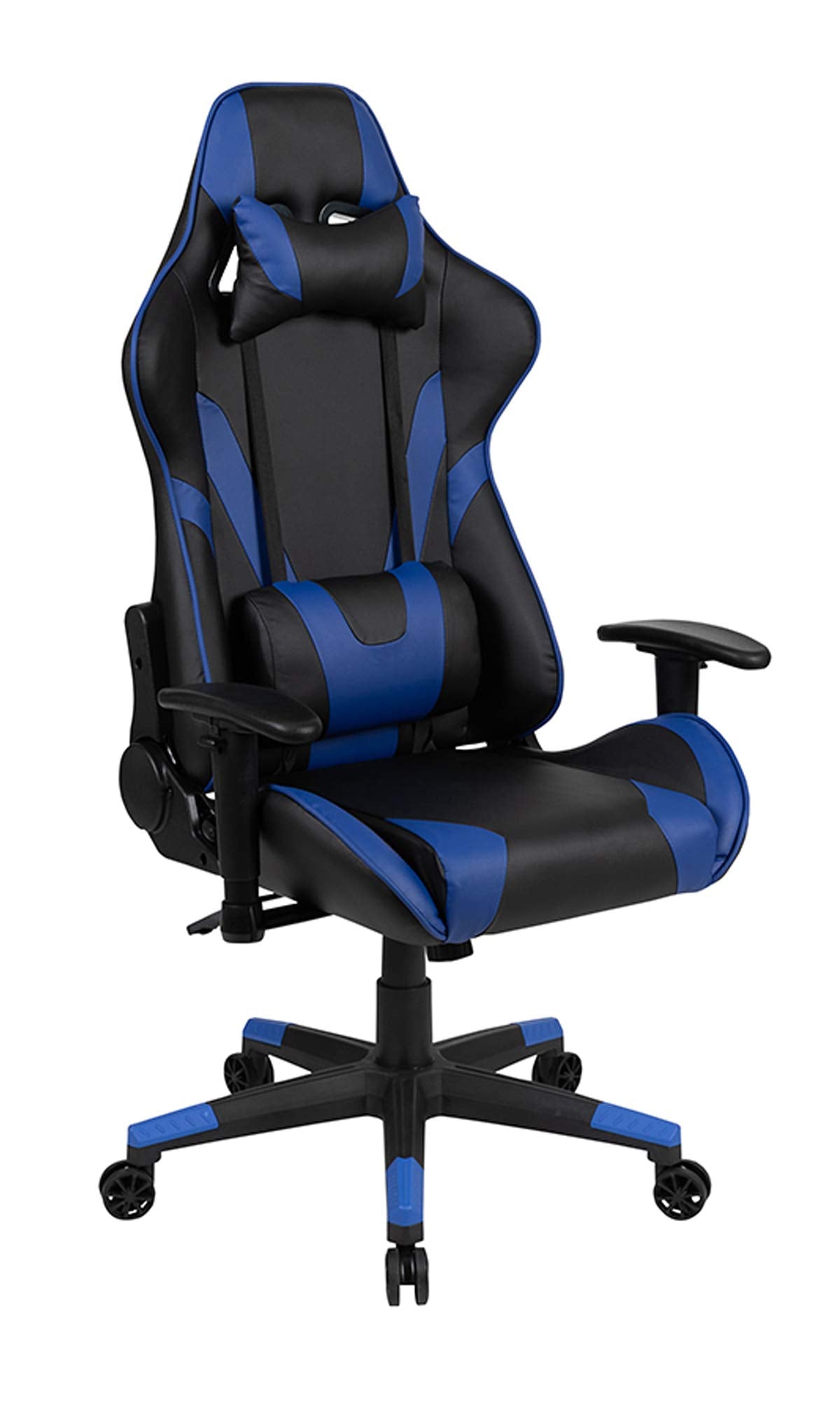 Flash Furniture X20 Gaming Chair Racing Office Ergonomic Computer Pc Adjustable Swivel Chair With Fully Reclining Back In Blue Leathersoft