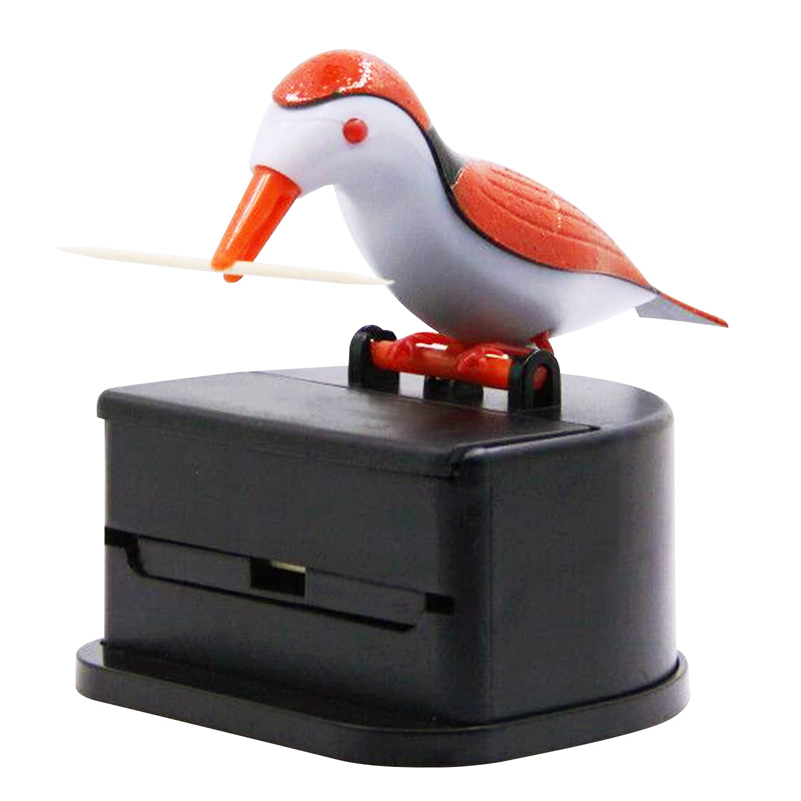 Jucaifu Little bird toothpick dispenser, creative push-type toothpick bird dispenser, toothpick holder. (orange)