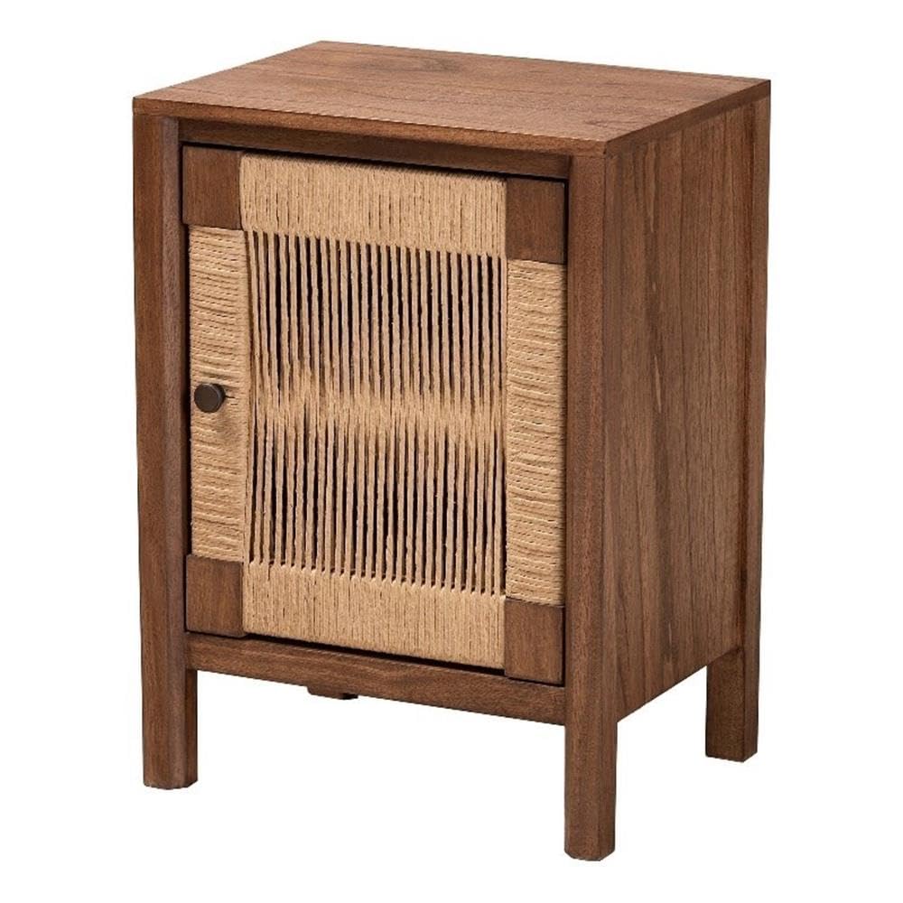 bali & pari Holitz Modern Bohemian Walnut Brown Finished Bayur Wood Nightstand