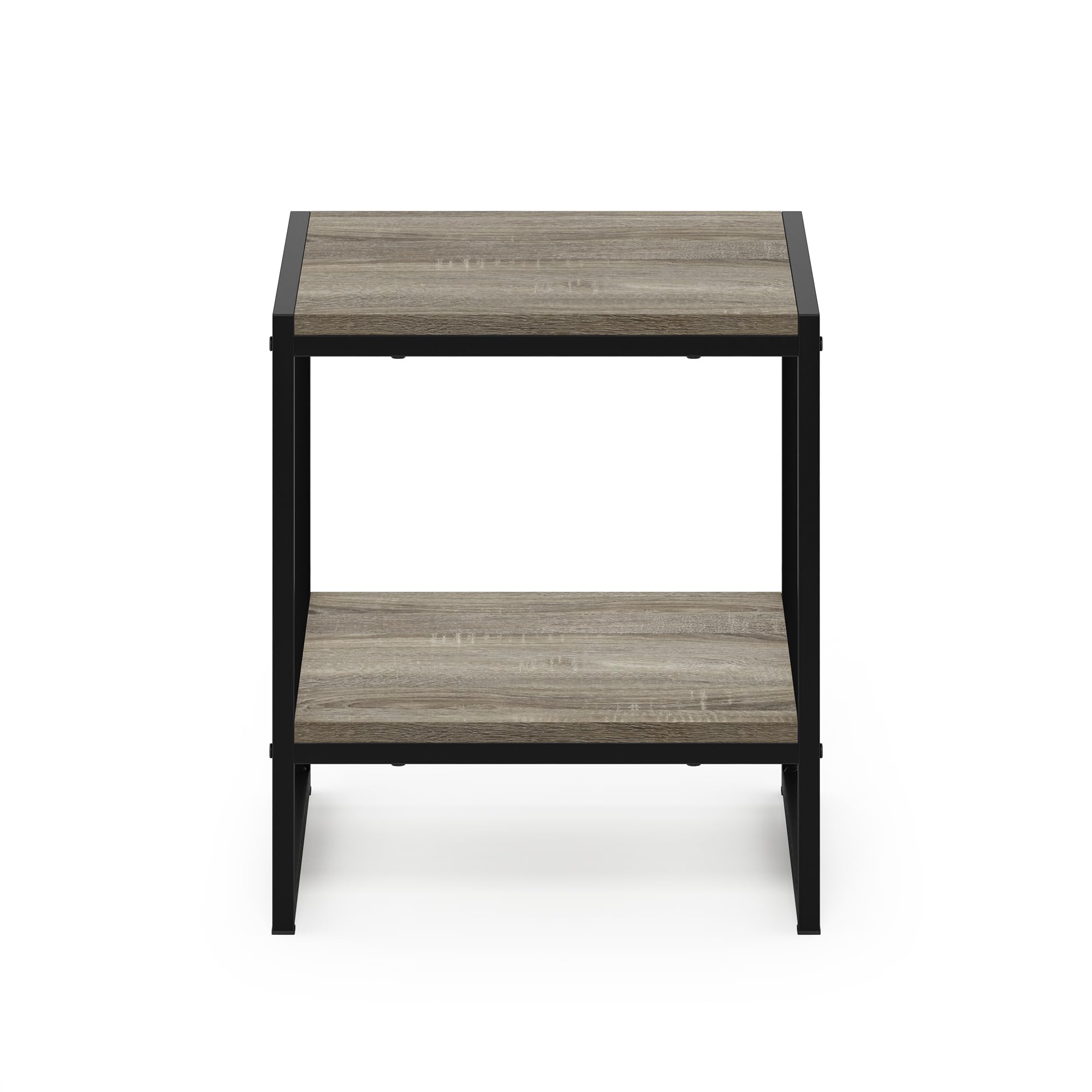 Furinno FM19122GYW Camnus Modern Living 2-Tier End Table, French Oak Grey, 15.9 in x 15.75 in x 18 in